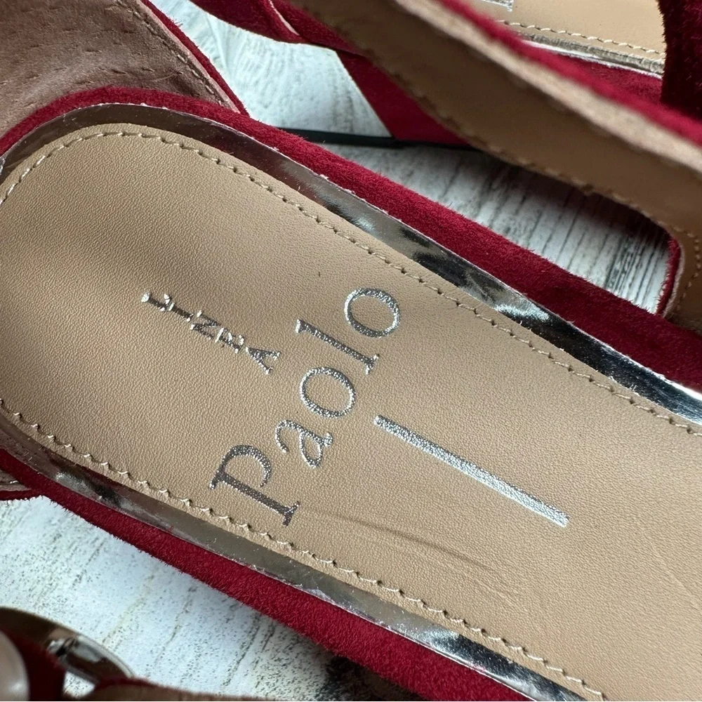 New Linea Paolo Velia Low Wedge Pump Red Suede‎ #157